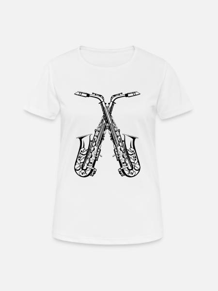 Saxophones croisés - T-shirt respirant Femme - blanc
