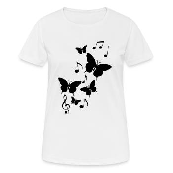 Butterflies and music notes - Women's Breathable T-Shirt - white - Front - AI Model Female 172 dark (172cm)