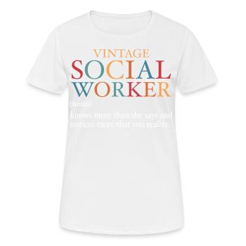 Vintage Social Worker - T-shirt respirant Femme - blanc - Devant - AI Model Female 172 dark (172cm)
