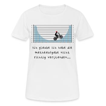 Cooler BMX Fahrer beim Rechnen in der Schule - Frauen T-Shirt atmungsaktiv - Weiß - Vorne - AI Model Female 172 dark (172cm)