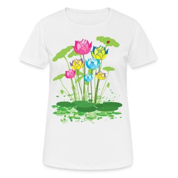 fleurs de nénuphars colorés - T-shirt respirant Femme - blanc - Devant - AI Model Female 172 dark (172cm)
