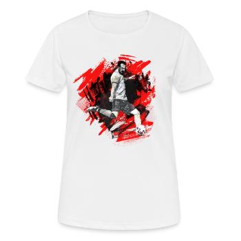 Fußballspieler - Fußball, mein Hobby - Frauen T-Shirt atmungsaktiv - Weiß - Vorne - AI Model Female 172 dark (172cm)