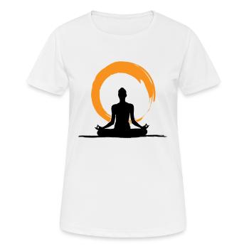 Yoga Asanas Lotussitz Zen Kreis Zen Symbol Sonne - Frauen T-Shirt atmungsaktiv - Weiß - Vorne - AI Model Female 172 dark (172cm)