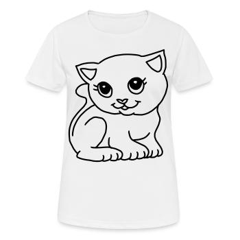 Cartoon cat drawing black - Women's Breathable T-Shirt - white - Front - AI Model Female 172 dark (172cm)