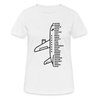 Nato Alphabet Motif Pilote pilote de contrôleur aérien - T-shirt respirant Femme - blanc - Devant - AI Model Female 172 dark (172cm)
