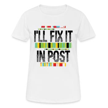 Filmemacher Postproduktion Videoeditor und Cutter - Frauen T-Shirt atmungsaktiv - Weiß - Vorne - AI Model Female 172 dark (172cm)