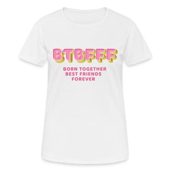 BTBFF Matching Twin Outfit Identique Twins - T-shirt respirant Femme - blanc - Devant - AI Model Female 172 dark (172cm)