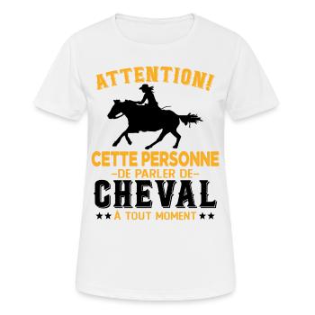 Cette Personne Risque Parler De Cheval Tout Moment - T-shirt respirant Femme - blanc - Devant - AI Model Female 172 dark (172cm)