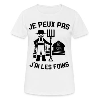 Je Peux Pas J'ai Les Foins Cadeau Agriculteur - T-shirt respirant Femme - blanc - Devant - AI Model Female 172 dark (172cm)