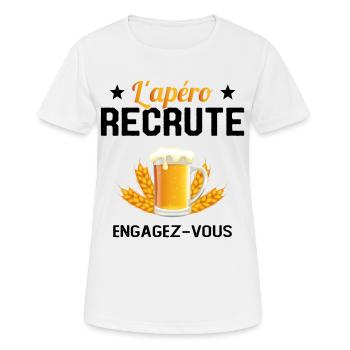 L'apéro Recrute Engagez-vous - T-shirt respirant Femme - blanc - Devant - AI Model Female 172 dark (172cm)