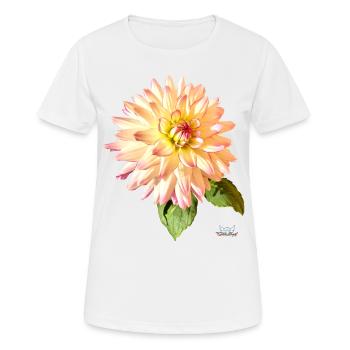 Fleurs de chrysanthèmes blanc jaunâtre avec un bord violet - T-shirt respirant Femme - blanc - Devant - AI Model Female 172 dark (172cm)