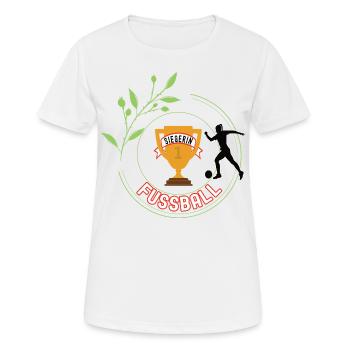 Fussball Siegerin Pokal Turnier Spiel Fußballerin - Frauen T-Shirt atmungsaktiv - Weiß - Vorne - AI Model Female 172 dark (172cm)
