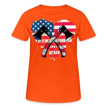 Axe throwing - Women's Breathable T-Shirt - neon orange - Front - AI Model Female 172 dark (172cm)