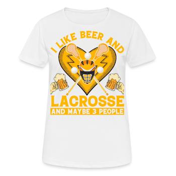 I like beer and Lacrosse and maybe 3 People - Women's Breathable T-Shirt - white - Front - AI Model Female 172 dark (172cm)