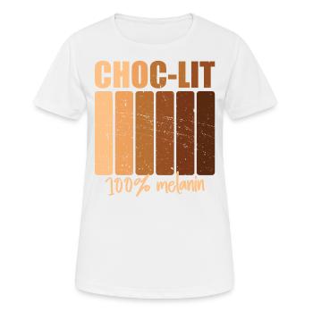Choc-lit Melanin Melanated Unapologetic Juneteenth - T-shirt respirant Femme - blanc - Devant - AI Model Female 172 dark (172cm)