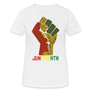 Juneteenth Texas Liberty Peace Celebration - Frauen T-Shirt atmungsaktiv - Weiß - Vorne - AI Model Female 172 dark (172cm)