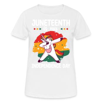 Juneteenth is my independence day unicorn - Women's Breathable T-Shirt - white - Front - AI Model Female 172 dark (172cm)