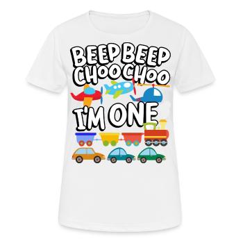 Beep Beep Choo Choo I'm One Toy Train Car 1. - Women's Breathable T-Shirt - white - Front - AI Model Female 172 dark (172cm)