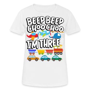 Beep Beep Choo Choo I'm Three Toy Train Car 3. - Women's Breathable T-Shirt - white - Front - AI Model Female 172 dark (172cm)