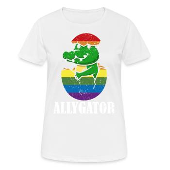 Allygator Alligator hétéro-allié - T-shirt respirant Femme - blanc - Devant - AI Model Female 172 dark (172cm)