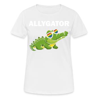 Allygator Alligator hétéro-allié - T-shirt respirant Femme - blanc - Devant - AI Model Female 172 dark (172cm)