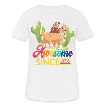 Awesome Since 2009 Year of birth sheep anniversary - Women's Breathable T-Shirt - white - Front - AI Model Female 172 dark (172cm)