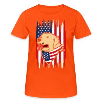 July 4th Dog USA Independence Day - Women's Breathable T-Shirt - neon orange - Front - AI Model Female 172 dark (172cm)