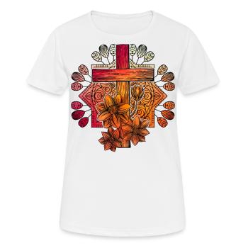 Croix du christianisme - T-shirt respirant Femme - blanc - Devant - AI Model Female 172 dark (172cm)
