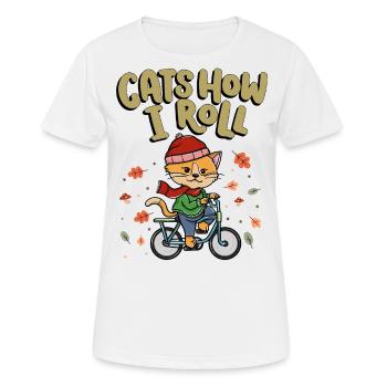 Chats Comment je roule Cyclisme Cyclisme - T-shirt respirant Femme - blanc - Devant - AI Model Female 172 dark (172cm)