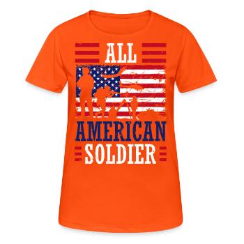All American Soldier 4 juillet Soldier Independence - T-shirt respirant Femme - orange néon - Devant - AI Model Female 172 dark (172cm)
