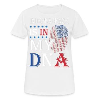 L’indépendance est dans mon ADN 4 juillet - T-shirt respirant Femme - blanc - Devant - AI Model Female 172 dark (172cm)