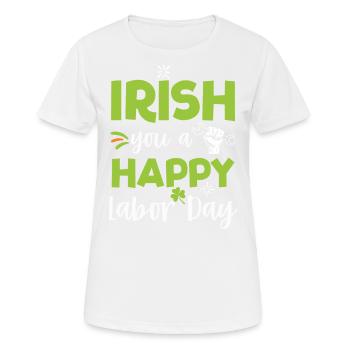 Irlandais Vous Joyeux Fête du Travail Trèfle Vert - T-shirt respirant Femme - blanc - Devant - AI Model Female 172 dark (172cm)