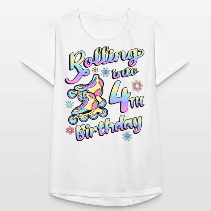 Rolling Into 4th Birthday Roller Skater Inline T-shirt respirant Femme