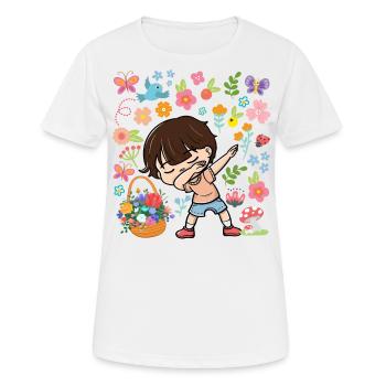 Dabbing Boy Hippie Blumenstrauß Korb Frühling - Frauen T-Shirt atmungsaktiv - Weiß - Vorne - AI Model Female 172 dark (172cm)