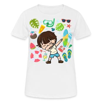 Dabbing Boy Beach Lifestyle Summertime Moderate - Women's Breathable T-Shirt - white - Front - AI Model Female 172 dark (172cm)