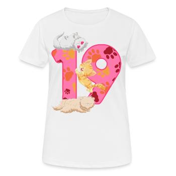 Chaton de 19e anniversaire | Chemise d’anniversaire de chat - T-shirt respirant Femme - blanc - Devant - AI Model Female 172 dark (172cm)