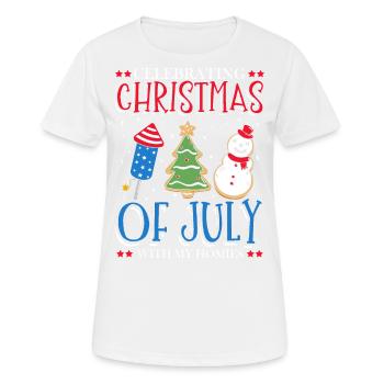 Célébration du Jour de l’Indépendance Noël dans le - T-shirt respirant Femme - blanc - Devant - AI Model Female 172 dark (172cm)