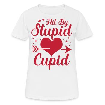 Frappé par une stupide flèche de Cupidon Humour de la Saint-Valentin - T-shirt respirant Femme - blanc - Devant - AI Model Female 172 dark (172cm)