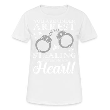 You are arrested for theft of the - Women's Breathable T-Shirt - white - Front - AI Model Female 172 dark (172cm)