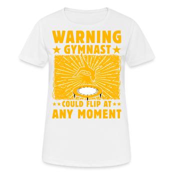 Attention : Un gymnaste peut basculer à tout moment - T-shirt respirant Femme - blanc - Devant - AI Model Female 172 dark (172cm)