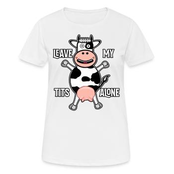 Leave My Tits Alone - Frauen T-Shirt atmungsaktiv - Weiß - Vorne - AI Model Female 172 dark (172cm)
