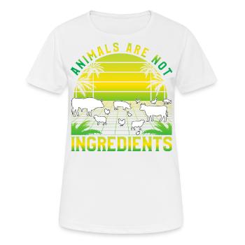 Les animaux ne sont pas des ingrédients Vegan - T-shirt respirant Femme - blanc - Devant - AI Model Female 172 dark (172cm)