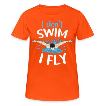Ich Schwimme Nicht, Ich Fliege, Schmetterling, - Frauen T-Shirt atmungsaktiv - Neonorange - Vorne - AI Model Female 172 dark (172cm)