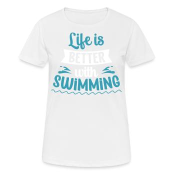Life Is Better With Swimming Sportsman - Women's Breathable T-Shirt - white - Front - AI Model Female 172 dark (172cm)