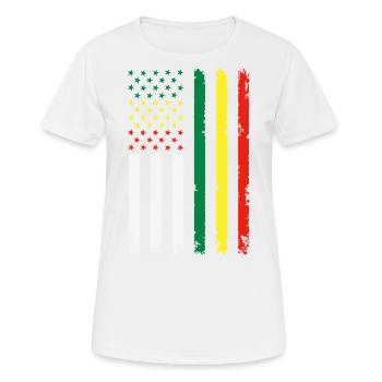 Drapeau de l’indépendance américaine Juneteenth - T-shirt respirant Femme - blanc - Devant - AI Model Female 172 dark (172cm)