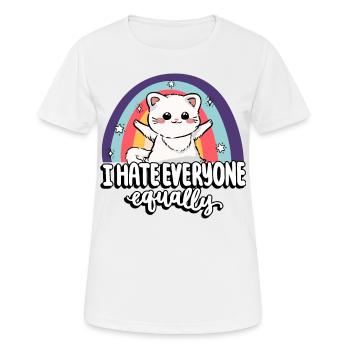 I hate everyone equally cute cat people - Women's Breathable T-Shirt - white - Front - AI Model Female 172 dark (172cm)