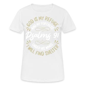 Dieu est mon refuge et ma forteresse Psaumes - T-shirt respirant Femme - blanc - Devant - AI Model Female 172 dark (172cm)