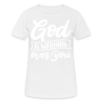 Dieu veille sur toi Jésus religieusement chrétien - T-shirt respirant Femme - blanc - Devant - AI Model Female 172 dark (172cm)