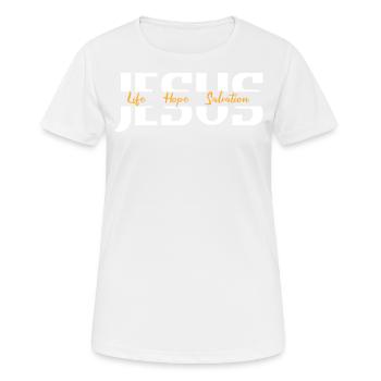 Jesus Life Hope Salvation Christian - Women's Breathable T-Shirt - white - Front - AI Model Female 172 dark (172cm)
