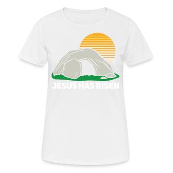 Er Ist Auferstanden Ostersonntag Höhle Jesus - Frauen T-Shirt atmungsaktiv - Weiß - Vorne - AI Model Female 172 dark (172cm)